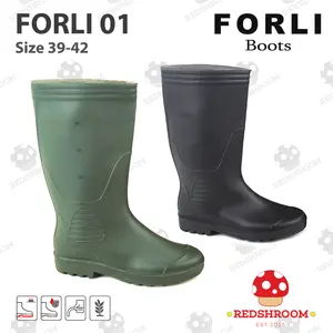Sepatu Boot Tinggi FORLI 01 Hijau Hitam Karet Lokal Lentur Nyaman Anti Slip Air Perkebunan