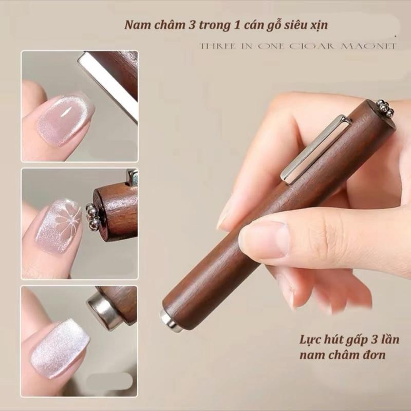 Thanh hơ nam châm cán gỗ 3in1 .Hơ là đẹp - hơ là chuẩn cây  mắt  mèo  làm  nail