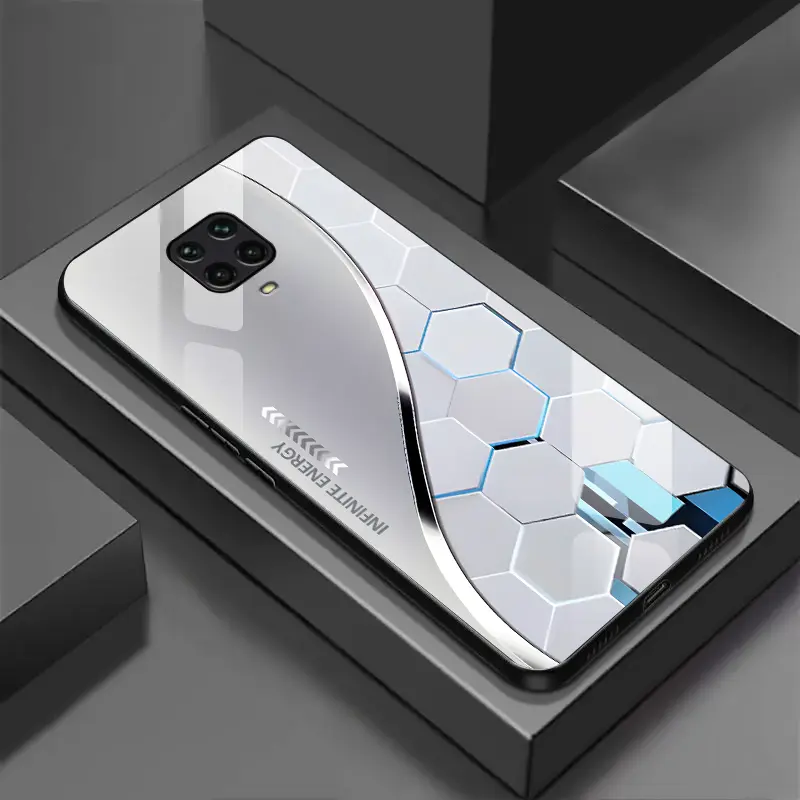 [Redmi Note 9 Pro]Casing Ponsel Kaca Premium Curve Square. LGS 3