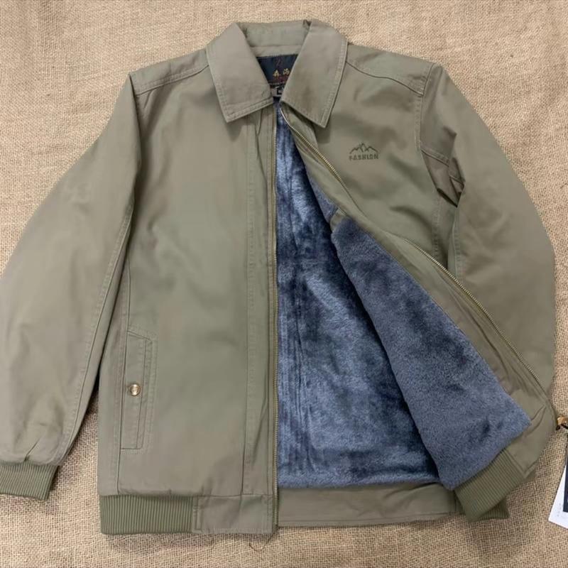 Áo Khoác Kaki Nam Trung Niên Cổ Tàu Lót Lụa, Lót Lông Chất Đẹp Menswear Nhung