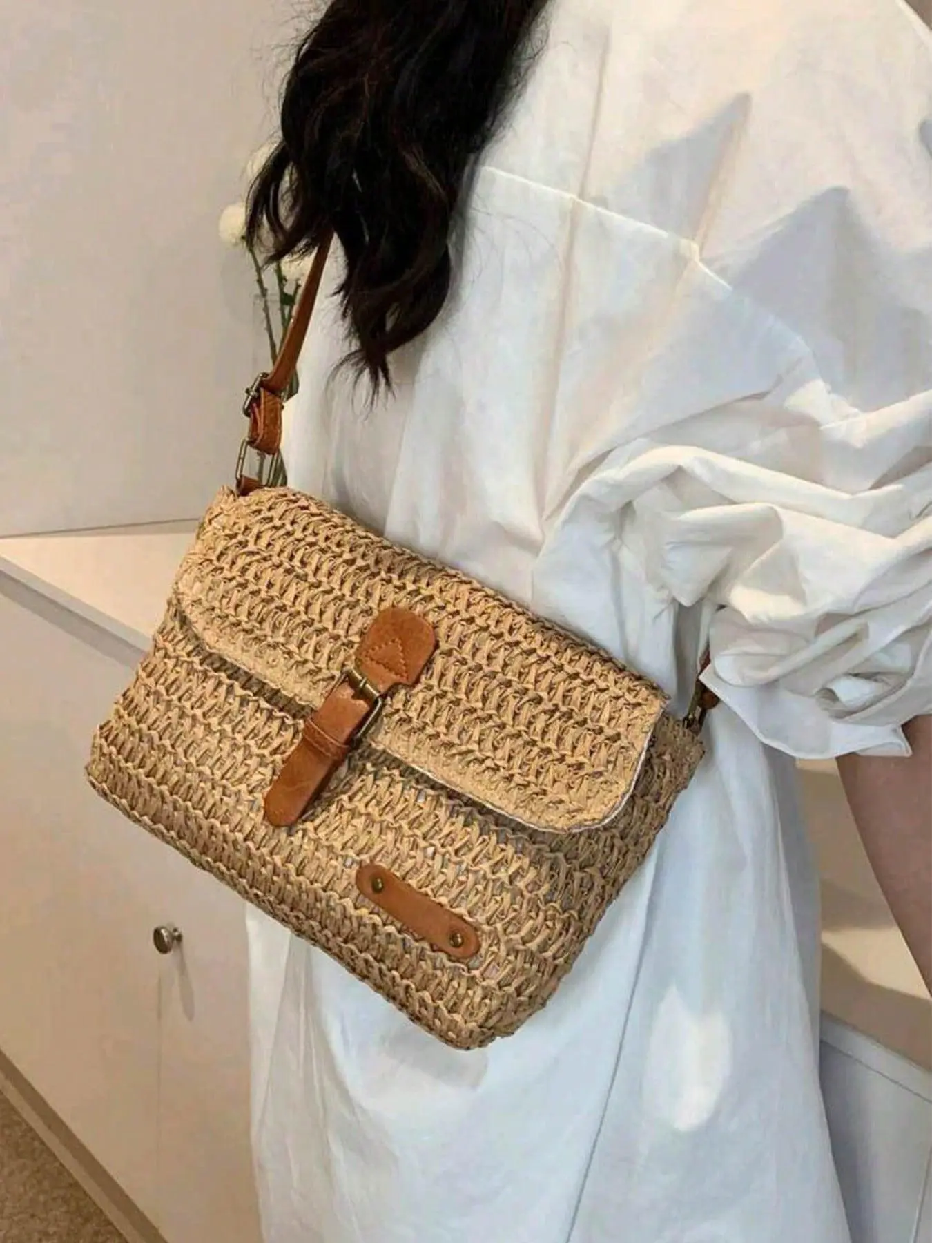 Women's Fashionable Straw Bag, Casual Versatile Shoulder Crossbody Bag for Daily Used, Trendy All-match Sling Purse Commuter Bag