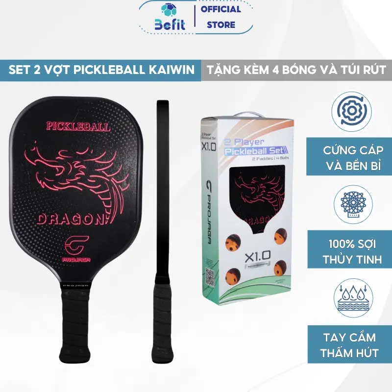 Bộ Vợt Pickleball KAIWIN PROGAJA Tặng Kèm 4 Bóng Và Túi Rút Cao Cấp