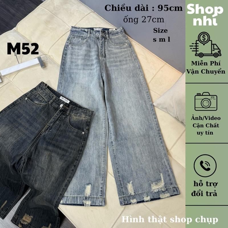 Live (87/95CM) Quần Jean Nữ  Suông Rộng Rách Lai QC . Jean ko giãn . Ống 27cm . Đủ Size S/M/L - M52 ( 7095 )