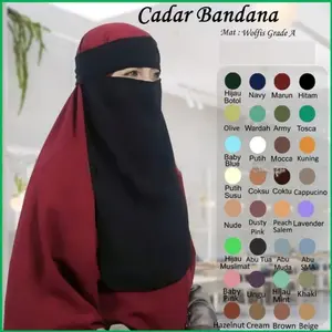 BU 1.169 - Niqob Niqab Cadar Bandana Syari Murah Wolfis Wolvis Woolpeach Warna