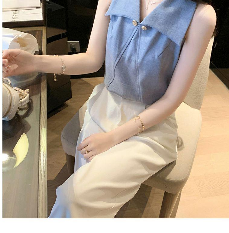 Product Introduction of Áo Sơ Mi Nữ, Trễ Vai Và Không Tay, Cao Cấp, Có Ve Áo, Phong Cách Nữ Thần, Sang Trọng Và Sang Trọng, Thích Hợp Cho Mùa Hè, Áo Phối Kiểu 2024 21