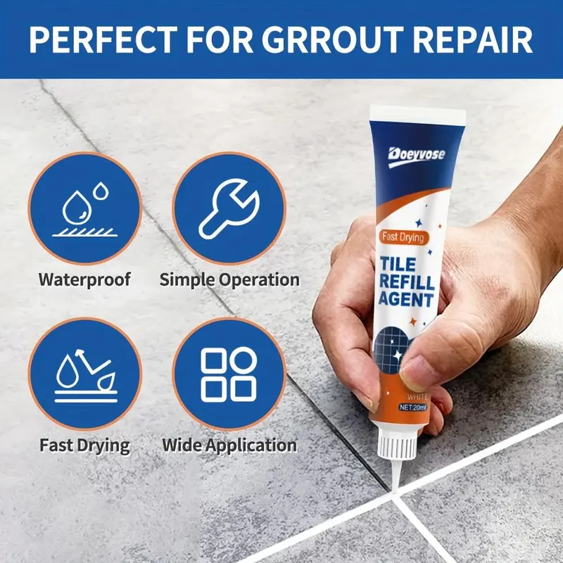 Waterproof Tile Joint Filler, 1/2 Counts Tile Joint Filler for Plastic & Wood, Gel-like Counter Sealant, Home Floor & Wall Grout Sealant 2