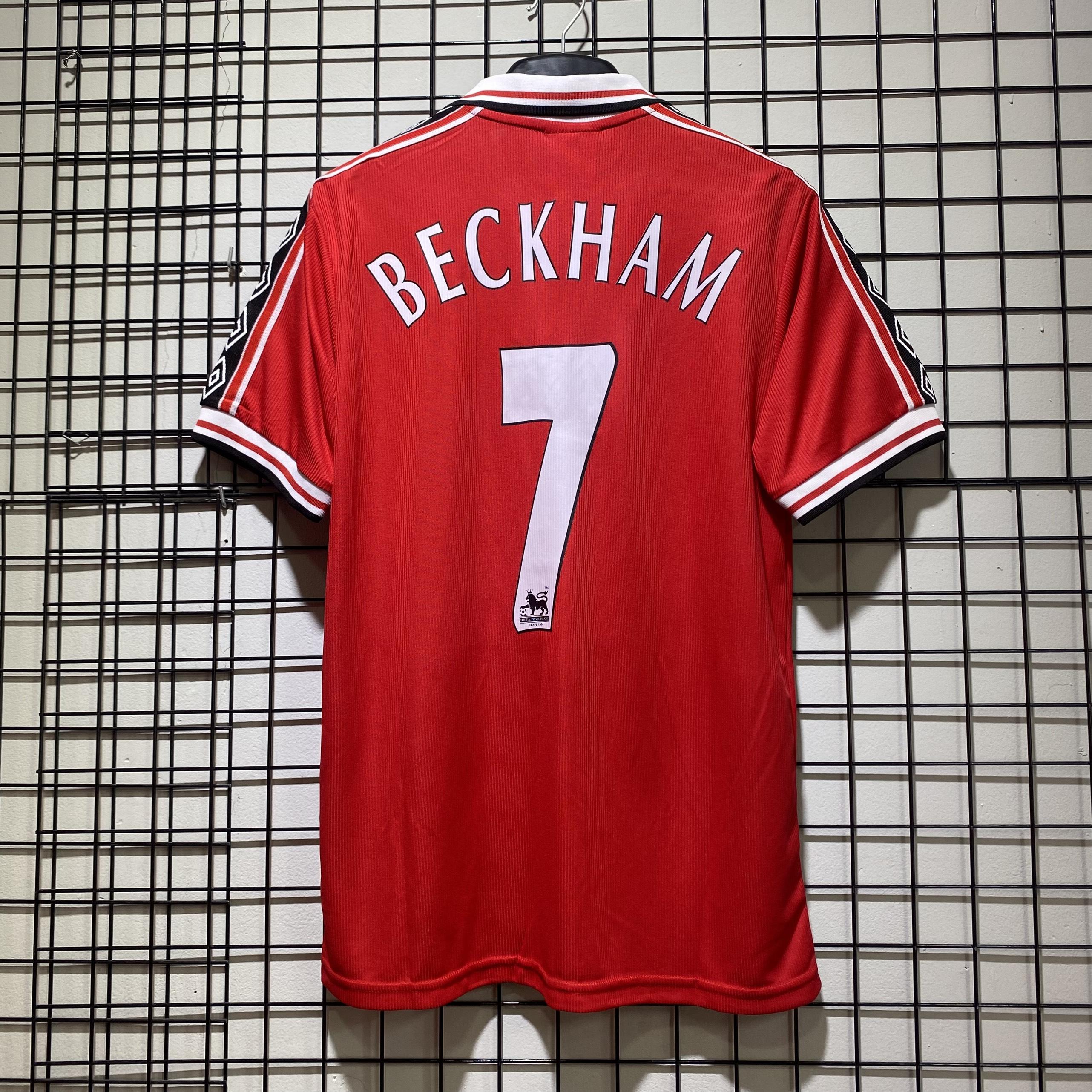 Áo bóng đá retro MU 1998 đỏ In Beckham-7 vải Cotton Polyester nguyên tem
