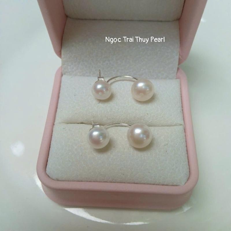 Product Introduction of Bông tai ngọc trai dáng treo size 7 -8mm dạng bán cầu  các màu đeo 2 kiểu 27