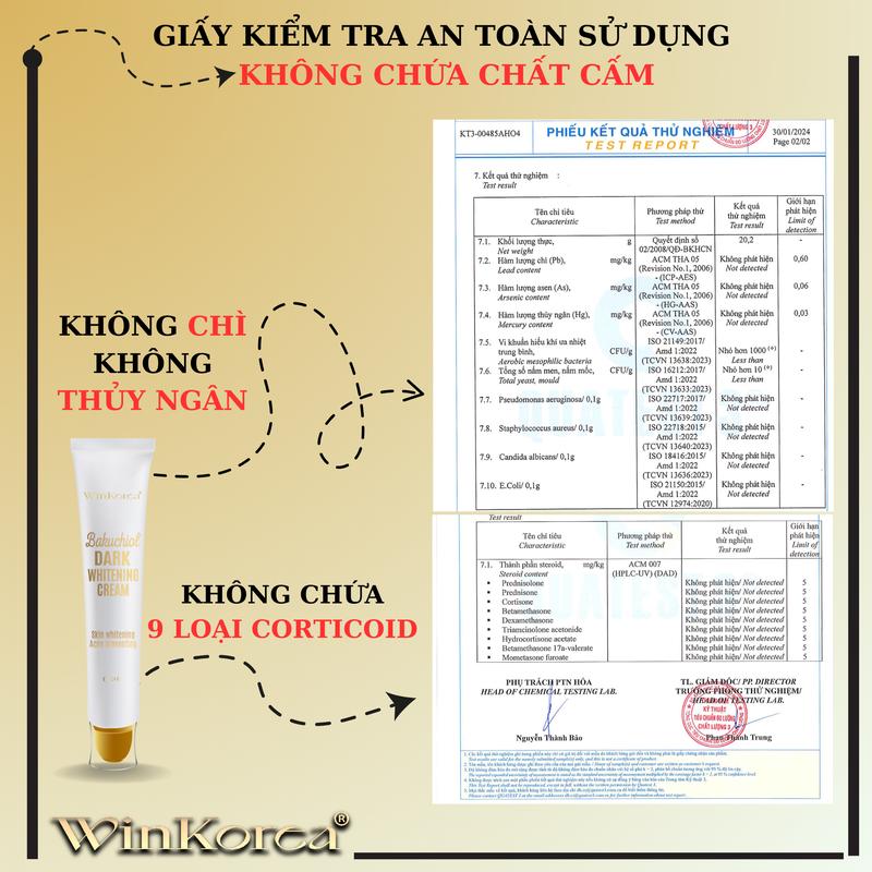 Kem Mụn Bakuchiol Giúp Dưỡng Trắng Da Hỗ Trợ Ngừa Mụn Dưỡng Ẩm Da Dành Cho Da Mụn Thương Hiệu: WinKorea Skincare Làm Đẹp Da Nữ