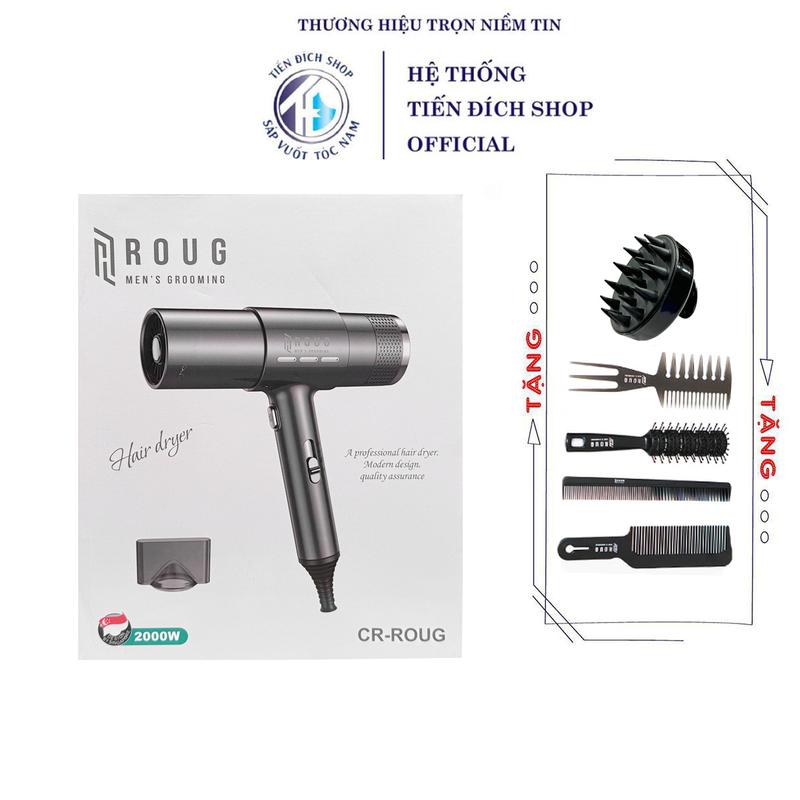   HCM  Máy sấy tóc Roug Men's Grooming 2000w ion âm cao cấp chính hãng bảo hành 6 tháng + Tặng lược tạo kiểu tóc sấy gội đầu ROUG 