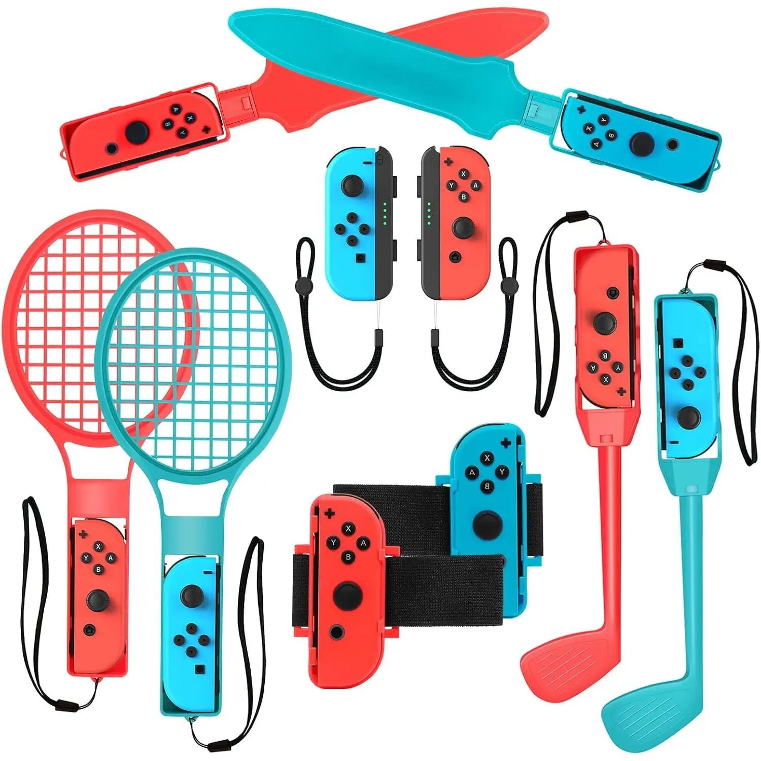 2025 Switch Sports Accessories Bundle for Switch Games , 10-in-1 Family Party Pack Game Accessories Set Kit for Switch OLED Sports Games