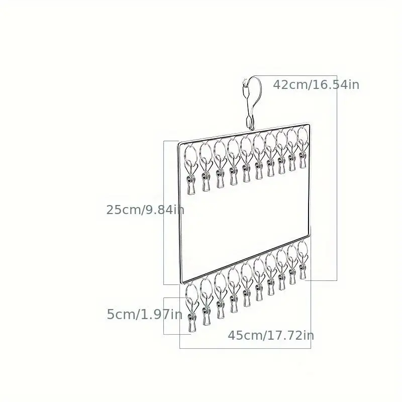Metal Socks Drying Rack with 20pcs Clips, 1 Count Multi-functional Clothes Hanger for Socks, Bras, Underwear, Laundry Accessories 1
