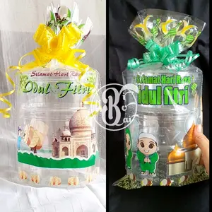 (pack isi 12) Paket Plastik + Pita Idul Fitri Parcel Hampers Goodie Bag Lebaran