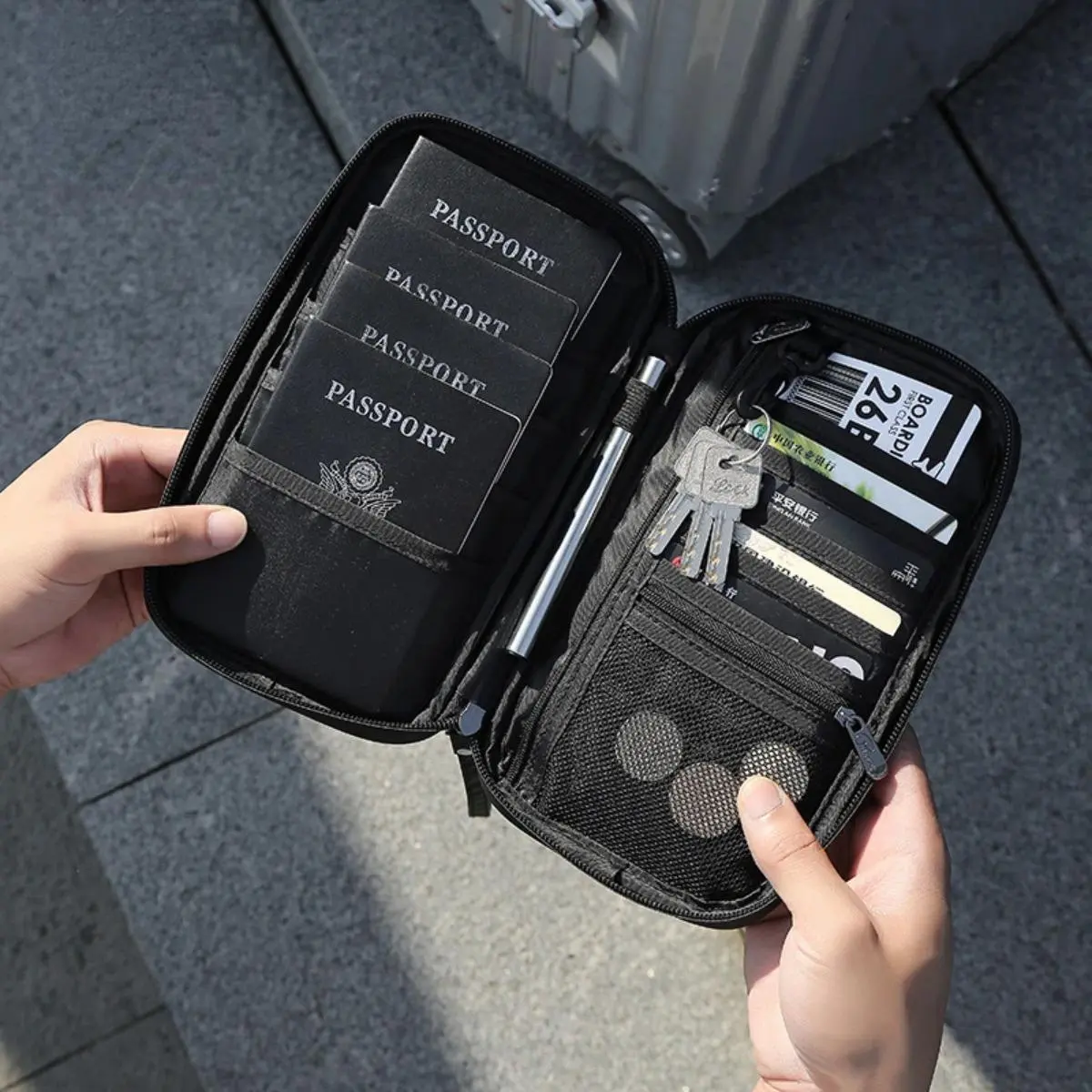 Family Passport Holder Portable Storage Bags Waterproof Nylon Case Organizer Travel Accessories Cover Document Bag Cardholder