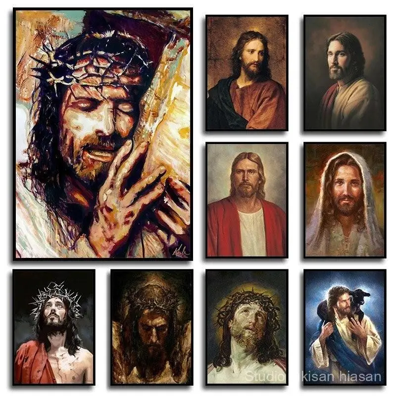 Tranh và áp phích Cổ Điển chân dung Chúa Jesus Christ, Tranh Vải, Thích hợp cho tôn giáo Kitô giáo, Tranh dán tường, để trang trí nội thất phòng Khách Decor Decor Phòng