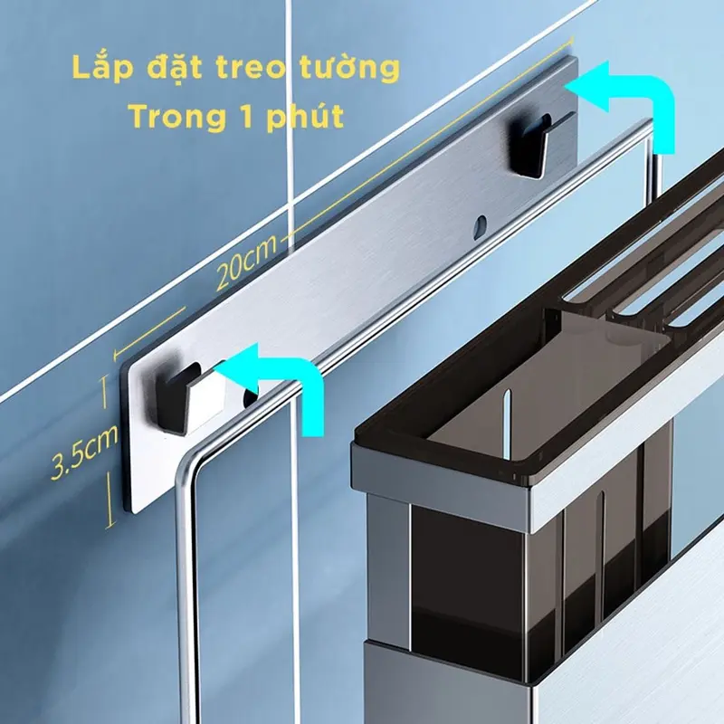 Kệ Để Dao Thớt Đa Năng Inox 304 Nhà Bếp Cao Cấp Dán Tường Kháng Khuẩn Đạt Chất Lượng Đức Treo Tường Kitchen 7