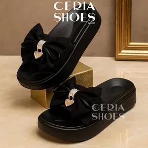 Sandal Slop Wedges Wanita Bahan EVA Rubber Sol Tinggi Ringan Anti Slip 89D