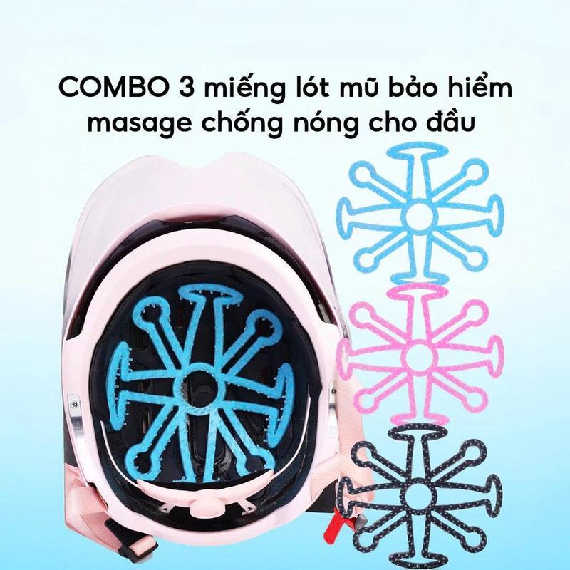 Combo 3 Miếng Lót Mũ Bảo Hiểm Silicone Thoáng Khí Hình Bông Tuyết Masage Chống Nóng Cho Đầu Dễ Sử Dụng & Bảo Vệ Tối Ưu