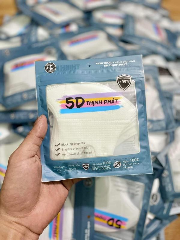 Khẩu Trang 5D Thịnh Phát 1 Túi 10 cái màu trắng Phụ Kiện Che Mặt Cotton Accessories