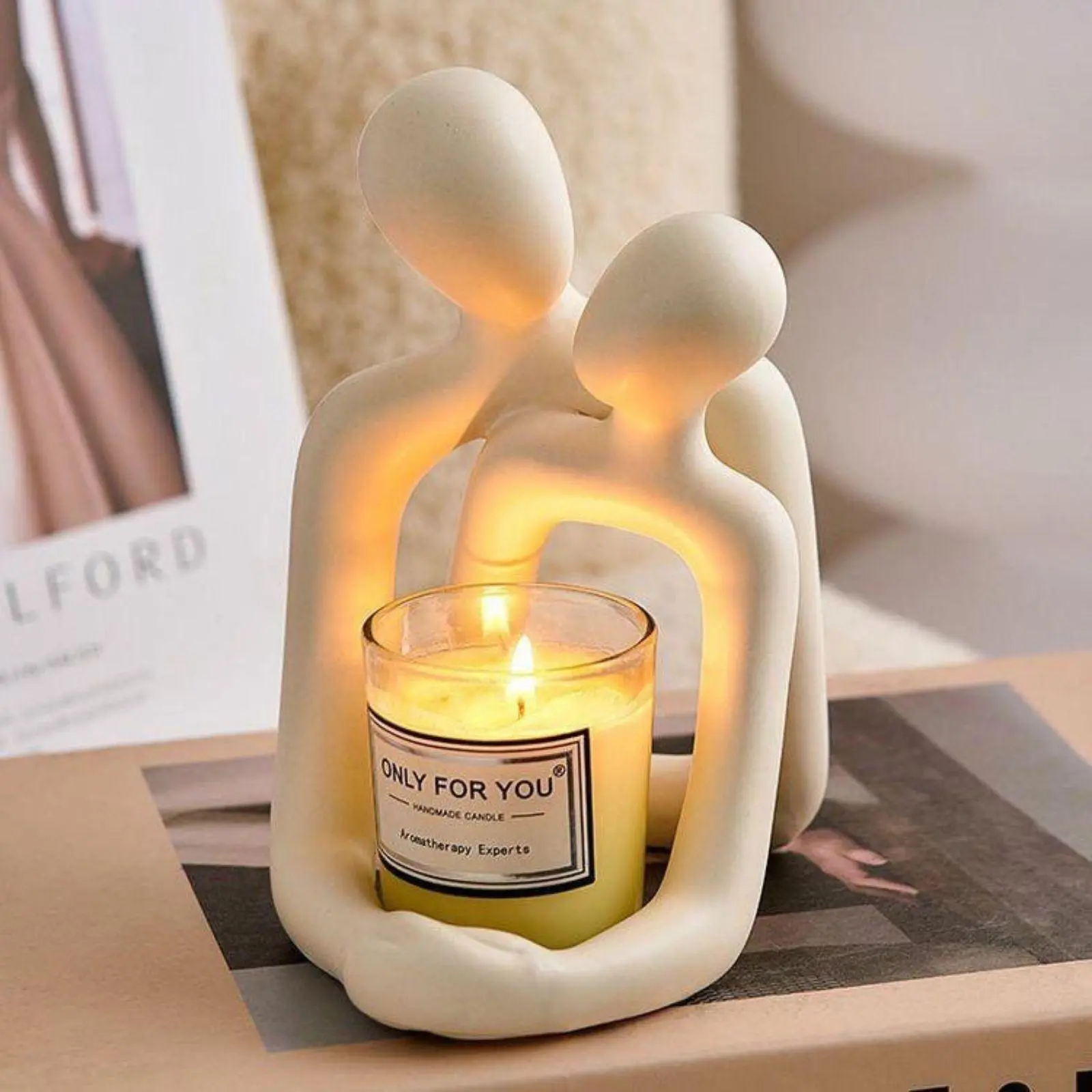 Couple Design Decorative Ornament, 1 Count Creative Multifunction Couple Design Resin Ornament, Decoration Items, Decorative Statue For Home Office Bedroom Living Room, Figurine