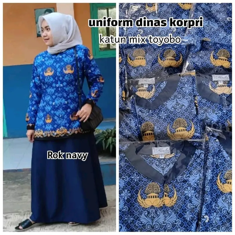 Gamis korperi stelan dinas kerja wanita Korpri Katun 4