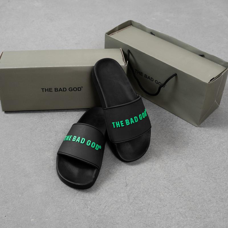  Dép quai ngang slipper The Bad God Basic fullbox chữ xanh 