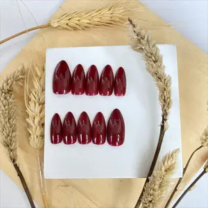 [FREE LEM] Nail art kuku palsu + lem| Kuku palsu nail art + lem| Press on nails warna maroon| Fake nails| Nail art| Kuku palsu nail art| Kuku palsu + lem pendek wedding pengantin aesthetic A02