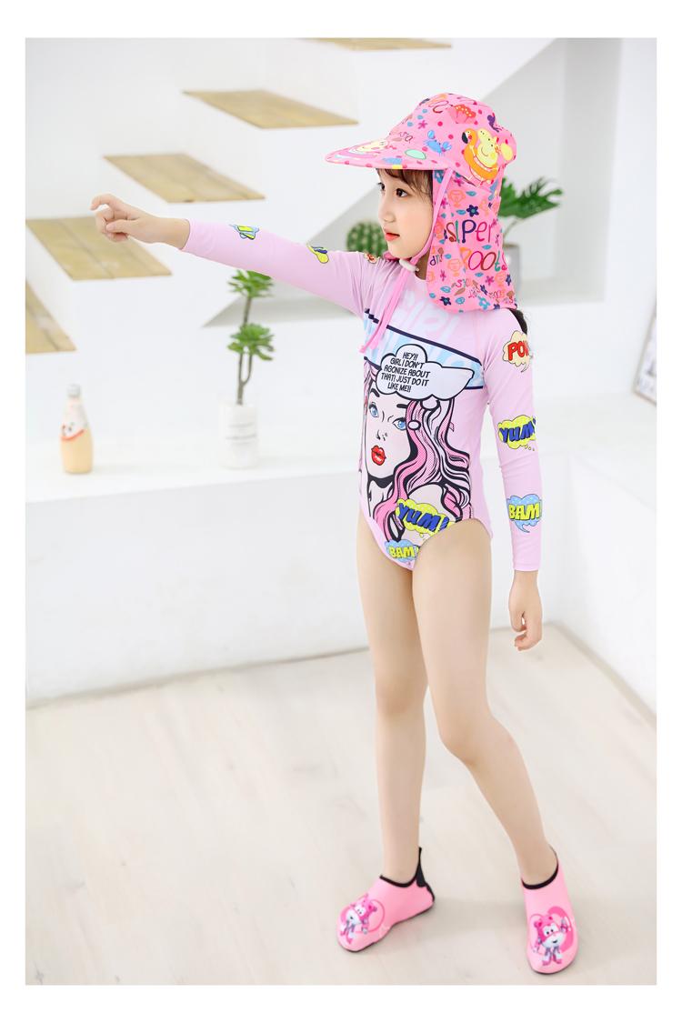 Product Introduction of Children's sunscreen swimsuit Girls' one-piece quick-drying wetsuit long-sleeved trousers surfing medium and large children's beach swimsuit 8
