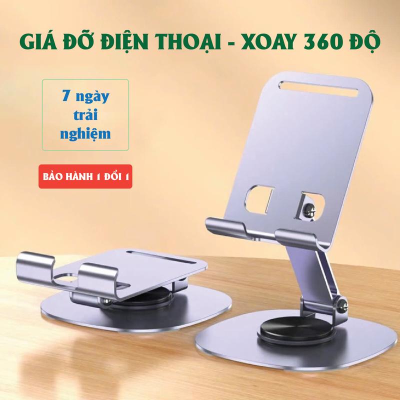 Giá Đỡ Điện Thoại, Máy Tính Bảng/Ipad Hợp Kim Nhôm Xoay 360 Gấp Gọn, Kệ Điện…