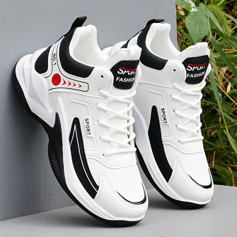 Men's Trendy Solid Basketball Shoes, Comfy Non Slip Lace Up Durable Sneakers For Men's Outdoor Activities 3