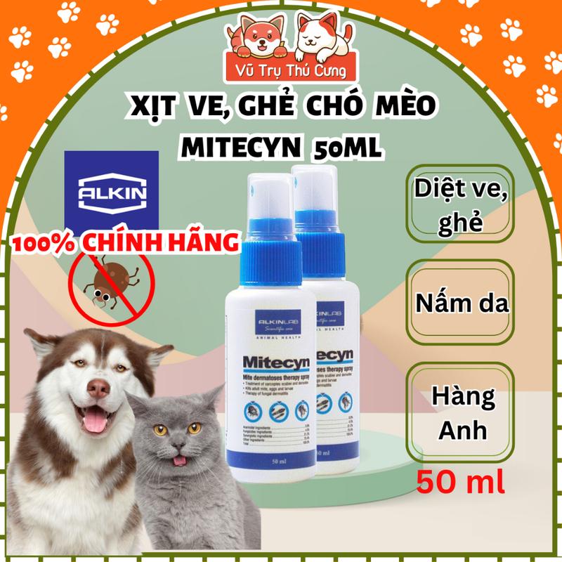 Dung dịch xịt ve, ghẻ Mitecyn Alkin 50ml cho chó mèo
