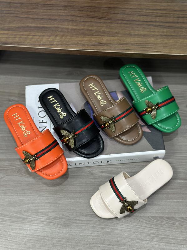 Dép lê cho bé gái - dép lê dây nơ ong lê dây nơ ong Len Sandal