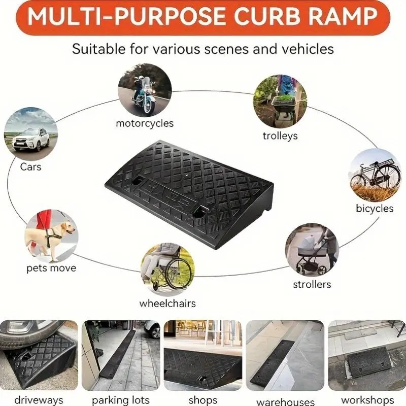 Portable Car Ramp, Front Location Threshold Ramp for Lawn Mowers, Cars, Wheelchairs, and Pets with Bolt Hole Fixing, Car Accessories 5