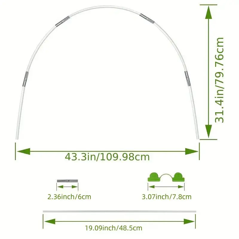 Fiberglass Greenhouse Hoops, 43-Inch Wide Rust Resistant Fiberglass Greenhouse Hoops for DIY Plant Tunnel, Garden Fabric Support Hoop Frame 1