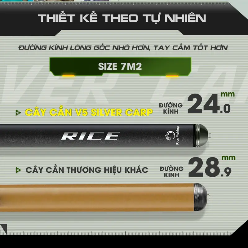 Cần câu đài V5 SILVER CARP RiceFishing chất liệu carbon cao cấp chuyên câu cá chép, cá mè CC-34 5
