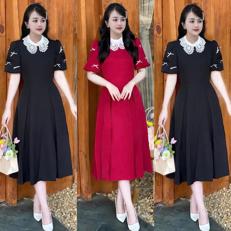 [Mẫu Mới] FREESHIP Váy thiết kế EllY N042 dành cho nữ thiết kế dáng tiểu thư ngắn tay phù hợp đi làm chơi đi dự tiệc có đủ size Váy nữ XS_S_M_L_XL_XXL Women Dress váynữ váy  thiết  kế  đẹp