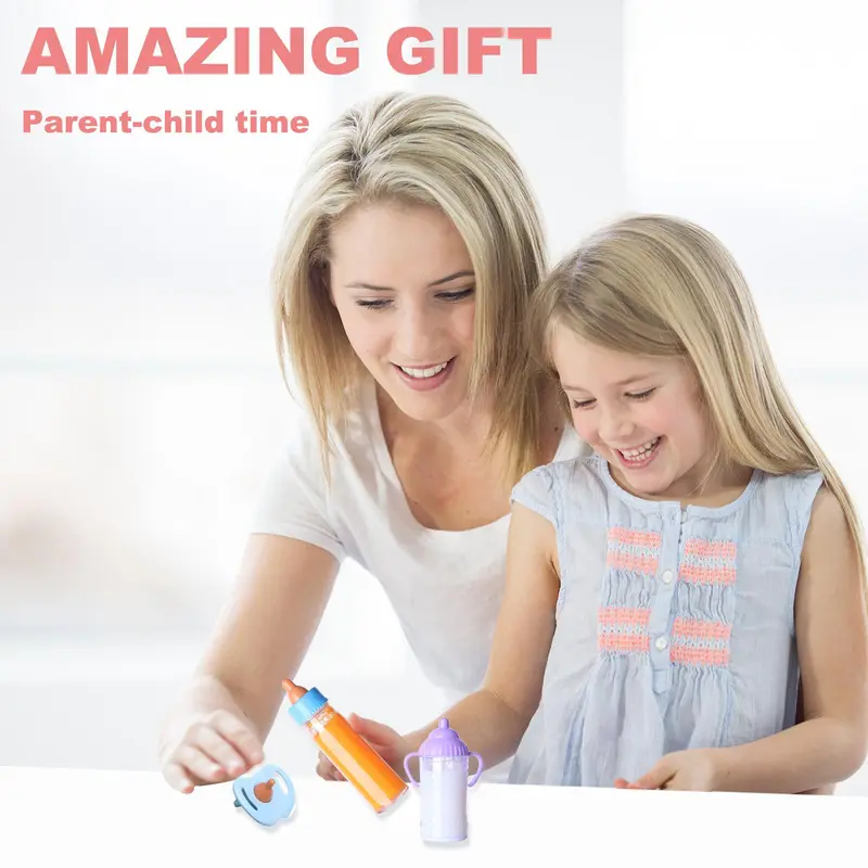 Doll Feeding Bottle Set, Doll Accessories Including Milk Bottle & Juice Bottle & Pacifier, Pretend Play Toy for Kids, Doll Accessories 5