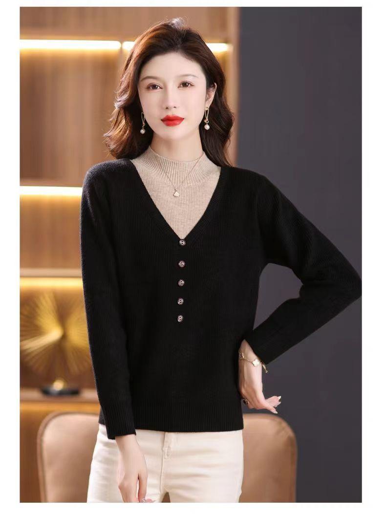 Product Introduction of Áo Len Cổ Lọ Nửa, Hàng Mới Về Mùa Thu Và Mùa Đông, Dành Cho Phụ Nữ, Quần Áo Cho Mẹ, Dáng Rộng Vừa Vặn, Phong Cách Phương Tây, Áo Lớp Nền Bên Trong, Thời Trang Nữ 21
