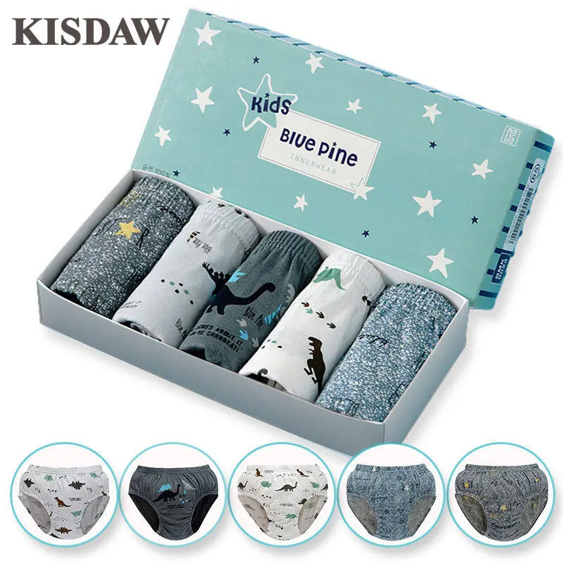 Exquisite Box Package Underwear Soft Breathable Cotton Briefs For Boys Cartoon Dinosaur Kids Panties Knickers Multipack