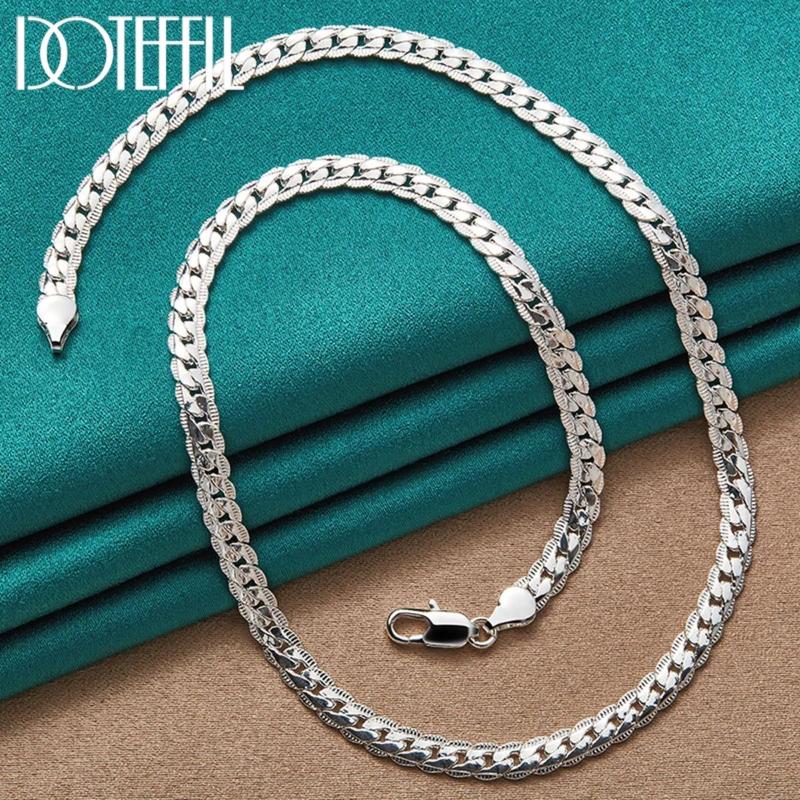 {DLGIFJIE} DOTEFFIL 925 Sterling Silver 6mm Side Chain 16/18/20/22/24 Inch…