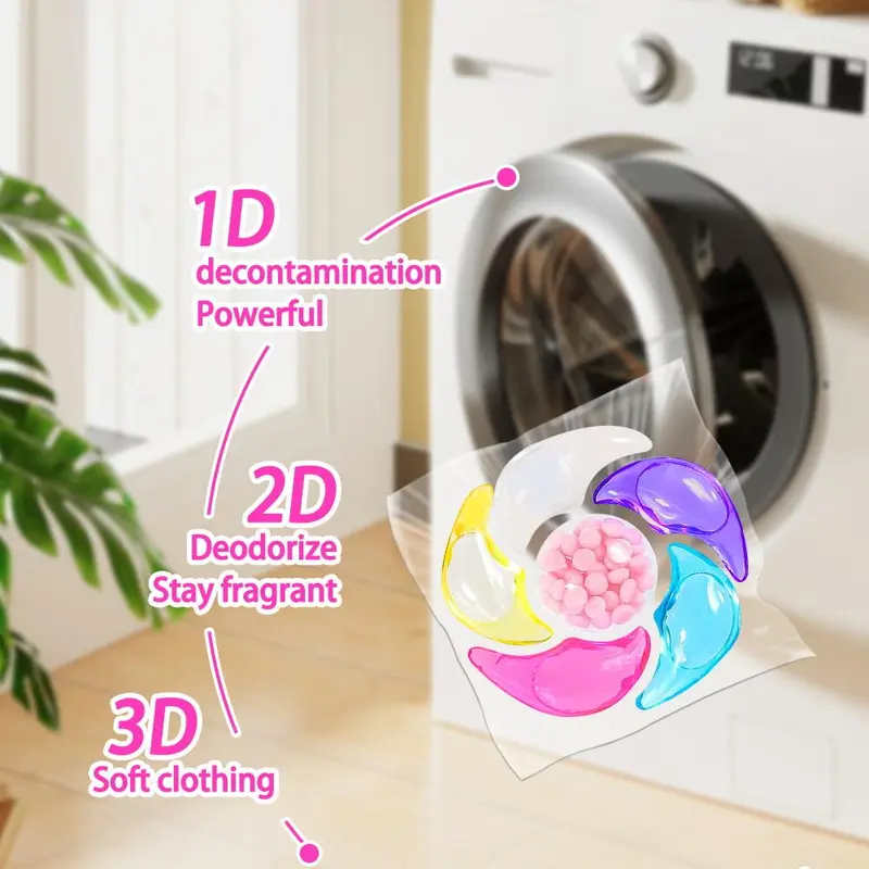 Concentrated Active Detergent Beads, 50pcs/box Long Lasting Fragrance Laundry Beads, Deep Cleaning Laundry Detergent 4