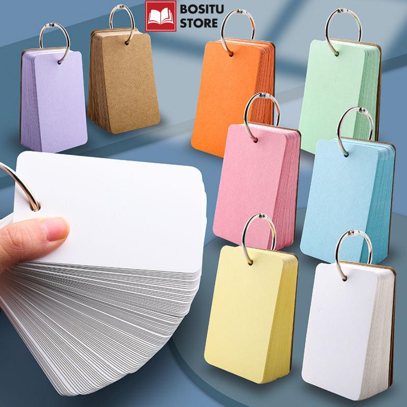  Bộ Thẻ Flashcard Học Từ Vựng 100 Tờ Kèm Khoen Sổ Tay Mini Ghi Chú Đa Năng - Giấy Ghi Nhớ Nhiều Màu - Bositu Store 
