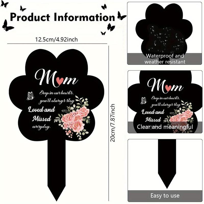 Acrylic Memorial Stake Decoration, Rose Design Outdoor Garden Grave Marker, Waterproof Stake for Lasting Memory, Suitable for Remembrance Ceremonies 1