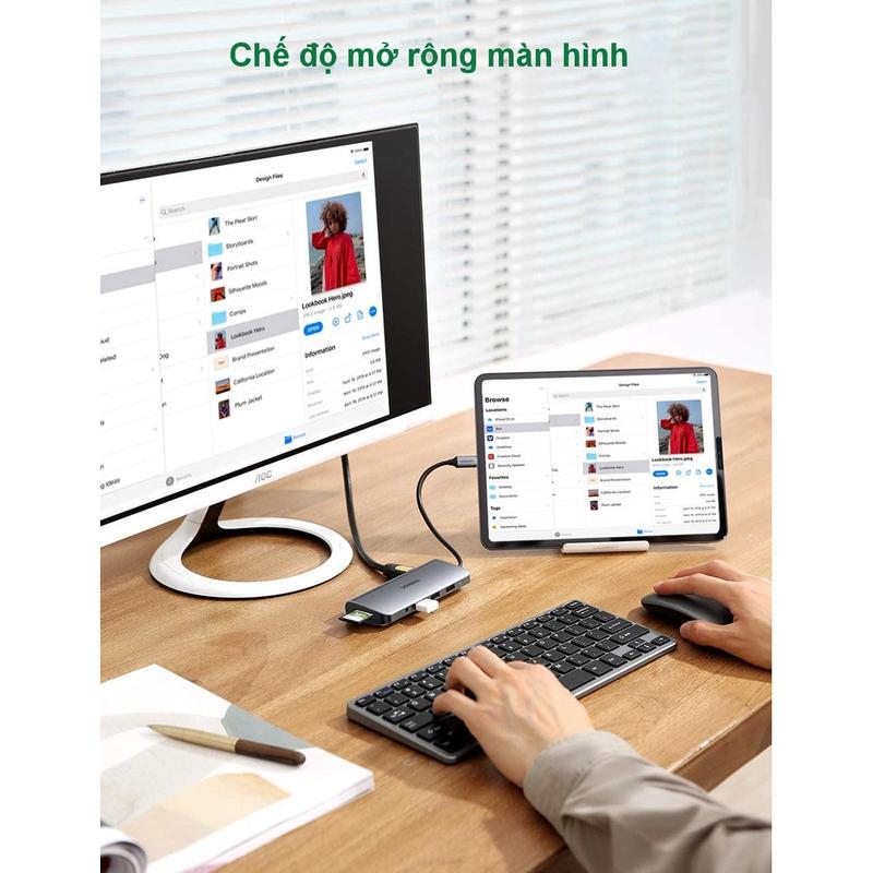 Hub chuyển đổi Type-C - Bộ chuyển đổi Ugreen 10 in 1 | Cổng Audio AUX3.5mm | Ethernet 1000Mbps, tốc độ Internet cực cao | Bảo Hành 18 Tháng | 80133 15601 4