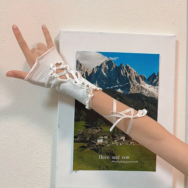 Lace Arm Sleeves For Women - Ultra-, Breathable, And   Sun Protection Wrist Covers With Ribbon Ties - Soft, Solid Color, And Gentle On Skin 1