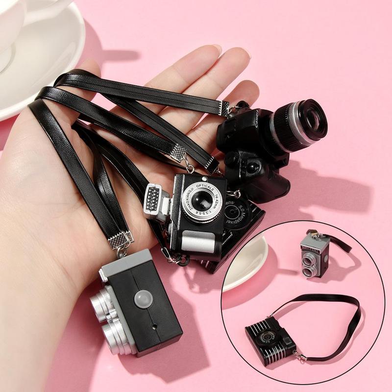 Máy Ảnh SLR Mini, Quà Tặng Đồ Chơi Trẻ Em, Có Màn Trập Và Đèn Lung Linh, Bao Gồm Thắt Lưng Màu Đen, Mô Hình Máy Ảnh Búp Bê Thu Nhỏ 0
