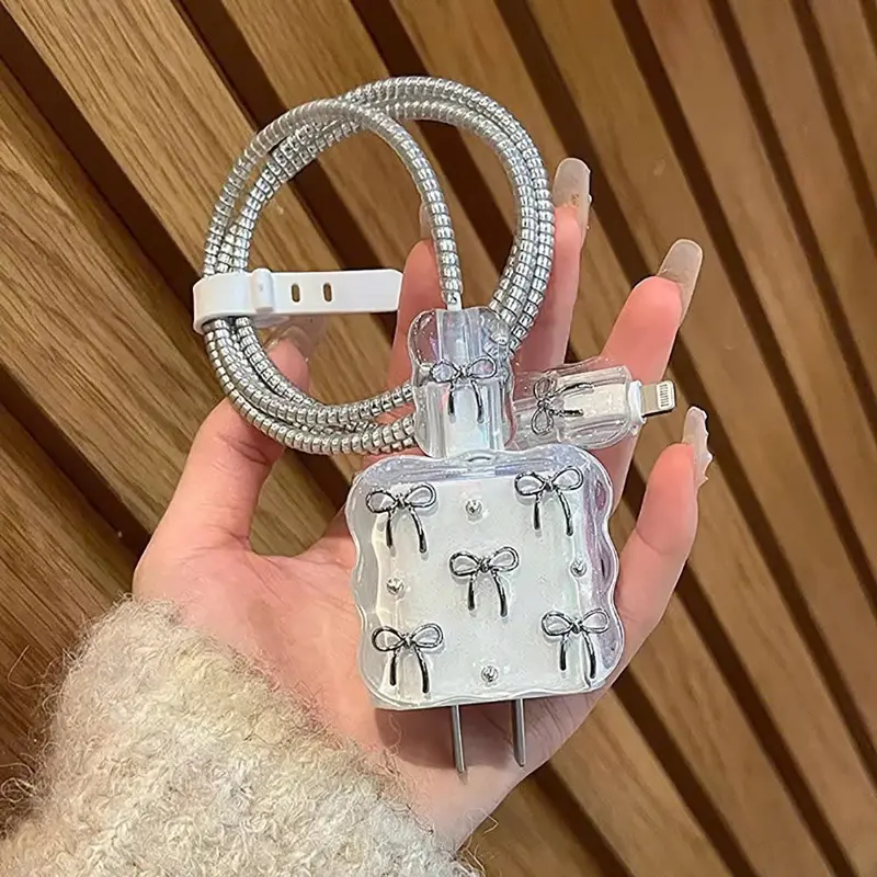 [Nơ Viền Sóng] Bộ phụ kiện bảo vệ củ sạc và cáp sạc cho iphone PD18/20W bằng silicon cao cấp 2