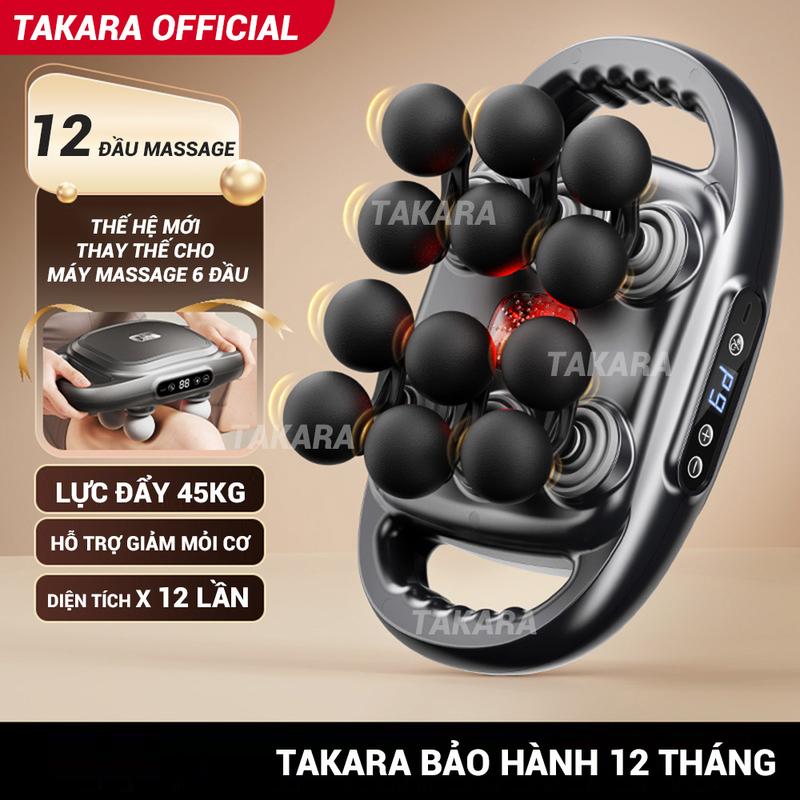 Máy massage cầm tay, máy mát xa 12 đầu Takara YM-60 massage toàn thân với 9 chế độ và 9 cấp độ điều chỉnh