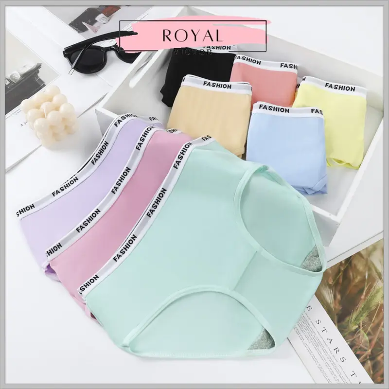 PAKET 8 PCS Celana Dalam Wanita Fashion Brief / Pakaian Dalam Wanita / CD Kolor Cewek CDW002 katun lembut  motif  nyaman Hitam 1