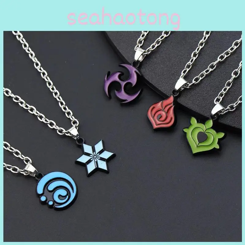 Stunning Genshin Impact Alloy Necklace With Seven Elemental Visions For Style And Charm